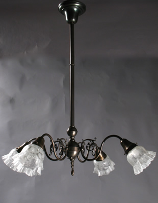 4 Light Electric Chandelier with Cast Arm Backs